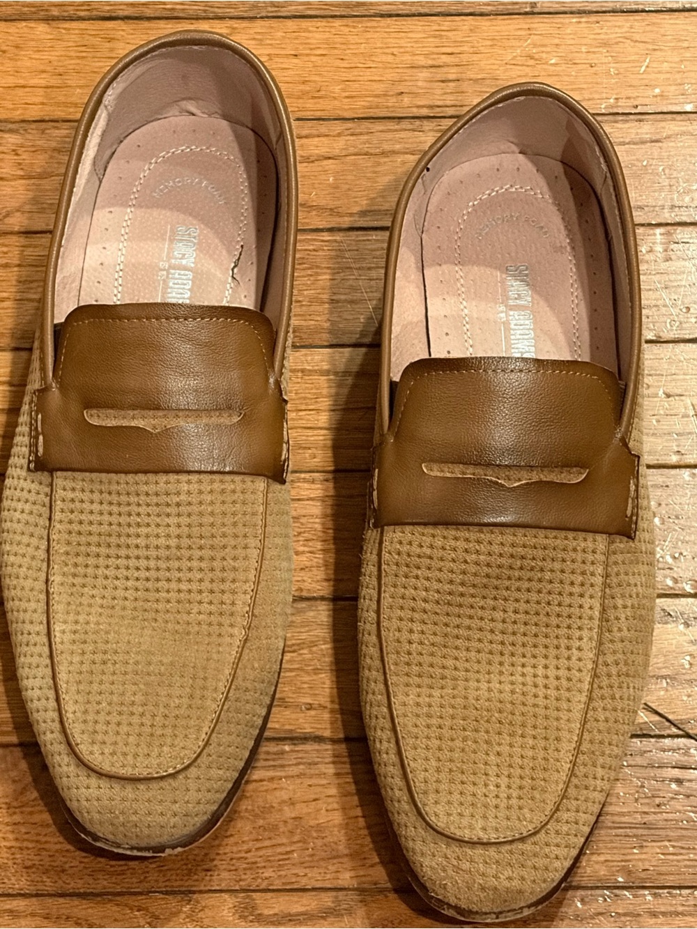 STACY ADAMS Mens Wyatt Leather Slip On Penny Loafer Tan Size 12